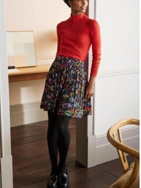 BODEN Victoria PLEATED print MINI SKIRT red black blue green US SIZE 8